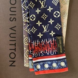 Louis Vuitton Bandeau Monogram Map Ombré Silk Scarf
